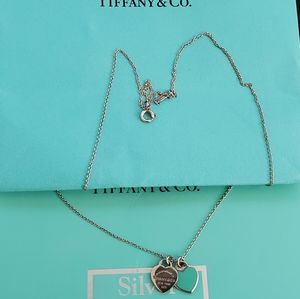 Tiffany Blue Double Heart Tag Pendant